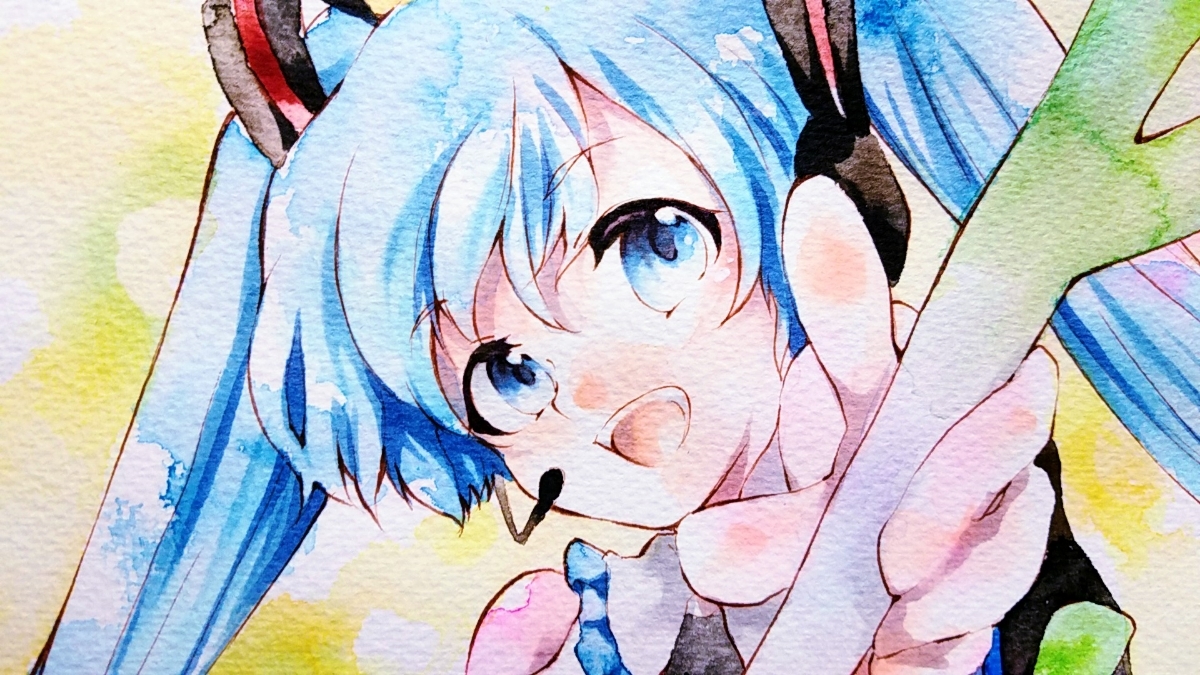 同人手描き初音ミクイラスト ミク ネギ二刀流 水彩 手描きイラスト 売買されたオークション情報 Yahooの商品情報をアーカイブ公開 オークファン Aucfan Com