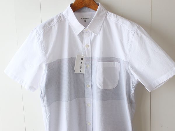 新品 タケオキクチ THE SHOP TK　パネルボーダー 半袖シャツ XLサイズ メンズ