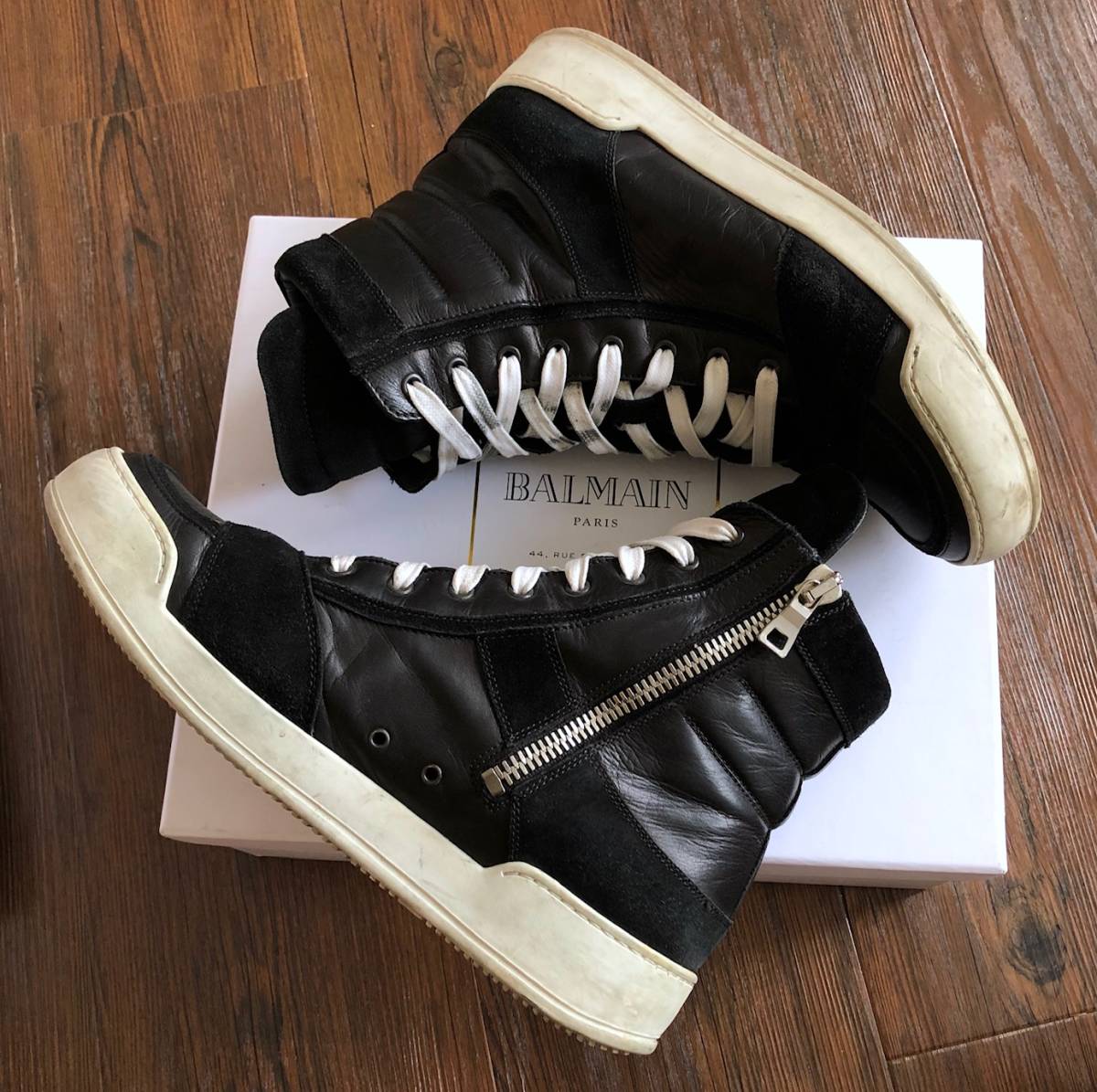 定価10万円 国内正規☆ BALMAIN サイドジップ ハイカット レザー 
