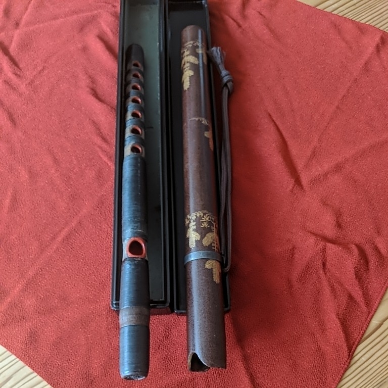 ノギオ 能管 煤竹 本管 桜樺巻き 専用筒付 能管 煤竹製 樺巻