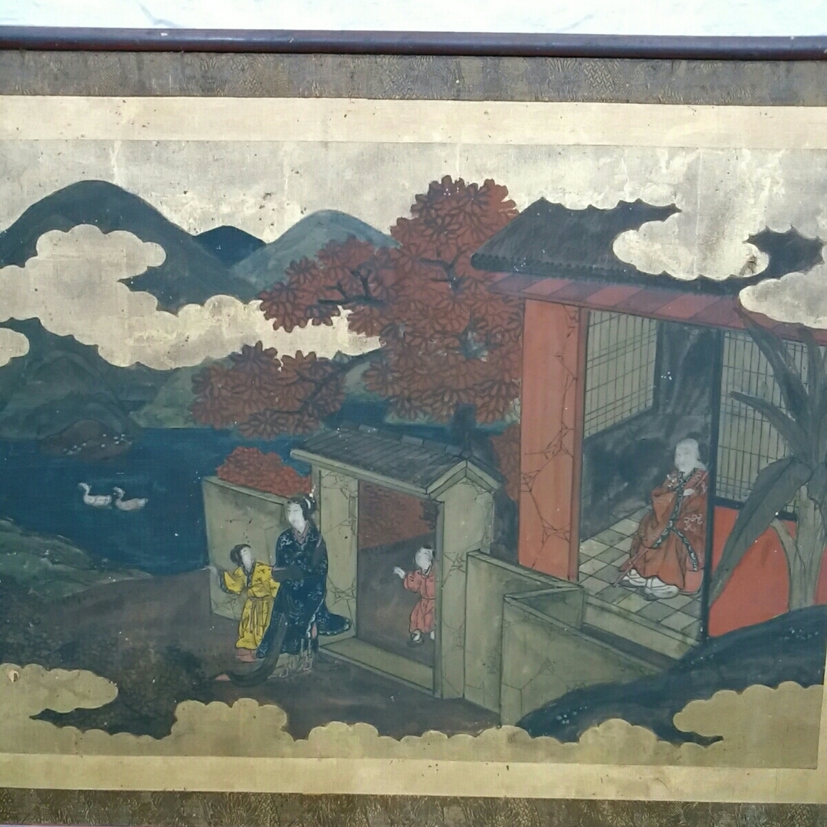 G01 01 希少 中国古代絵画 金箔 古美術 中国 絵画 人物 136×36×2 
