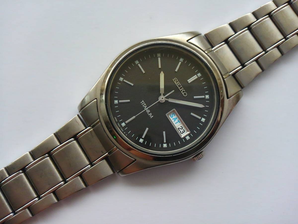 SEIKO チタン 7N43-7B80 セイコー SPIRIT 稼働 メンズ QZ 1円 7N43 