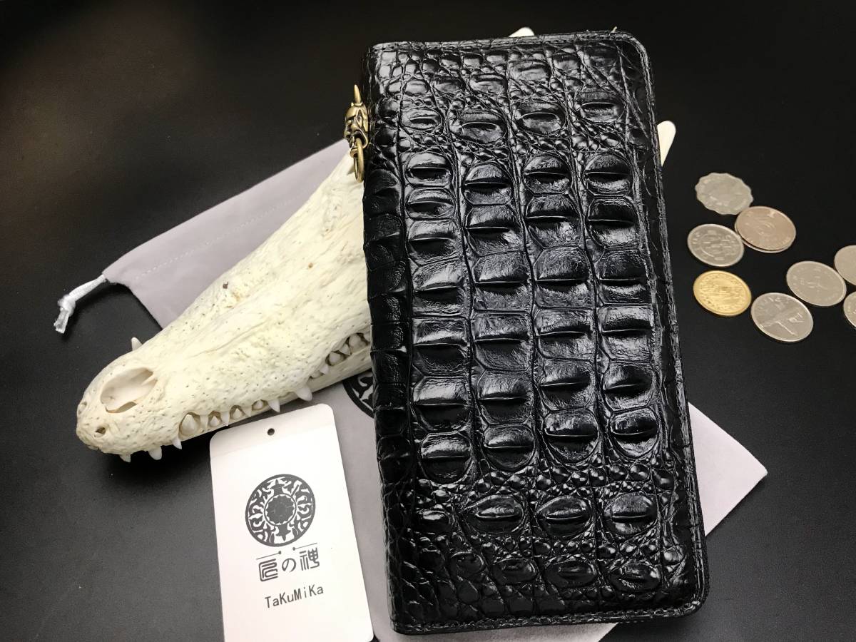 クロコダイル ラウンドファスナー 長財布 ラウンド ホーンバック 