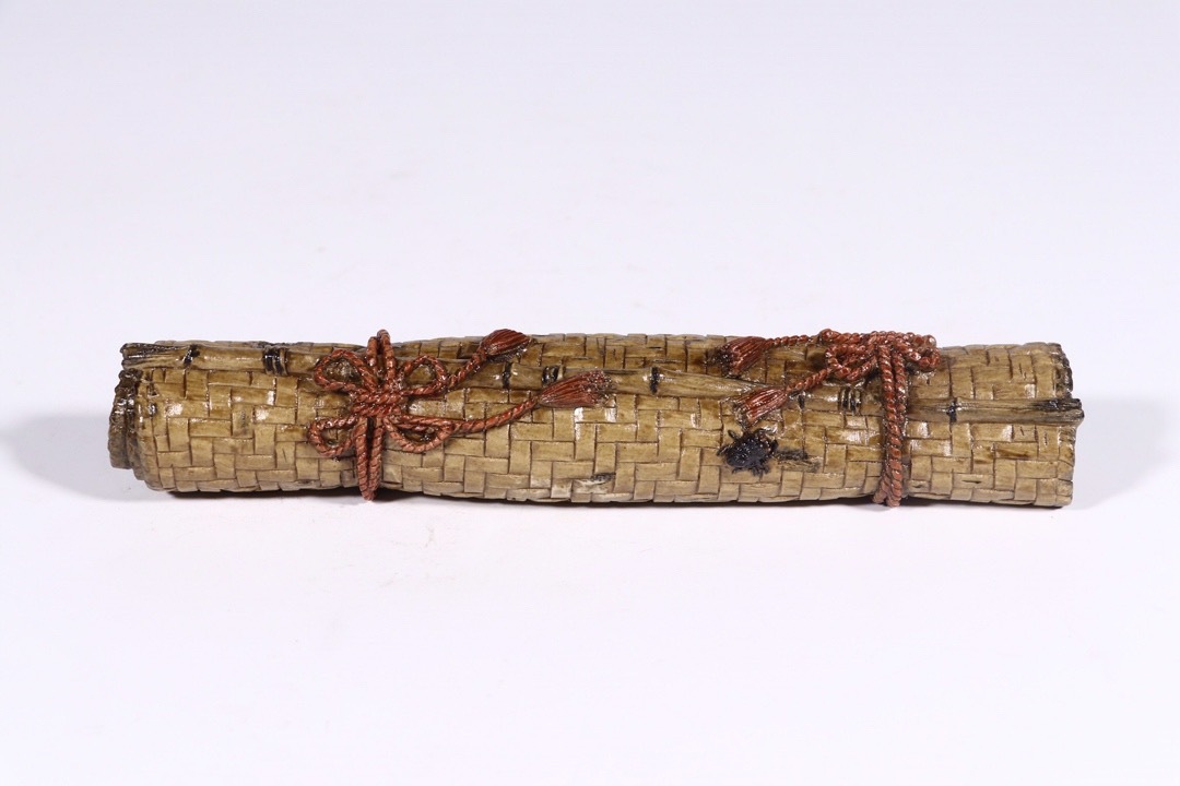 ◆厳◆【真作】★清時代・生瓷・竹節紋筆架・筆★極細工 置物 擺件 古賞物　中国古美術　