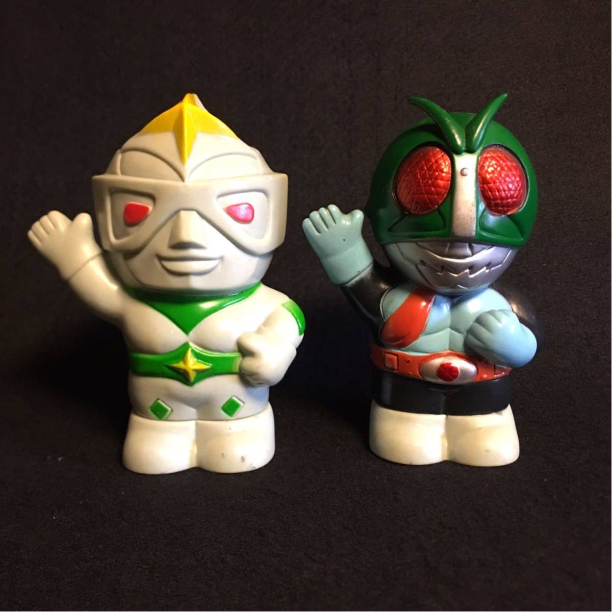 富士銀行 貯金箱 昭和レトロ ミラーマン ソフビ 仮面ライダー 当時物