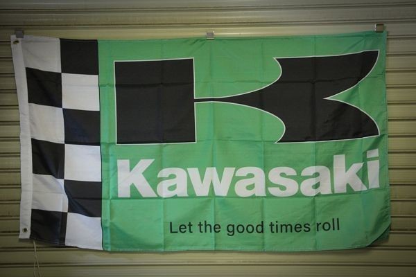 Kawasaki カワサキ フラッグ 旗 バナー カワサキ バナー フラッグ タペストリー 特大フラッグ 旗 約150×90cm