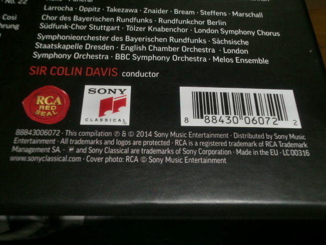 コリン・デイヴィス、SIR COLIN DAVIS THE COMPLETE RCA LEGACY、CD51枚組