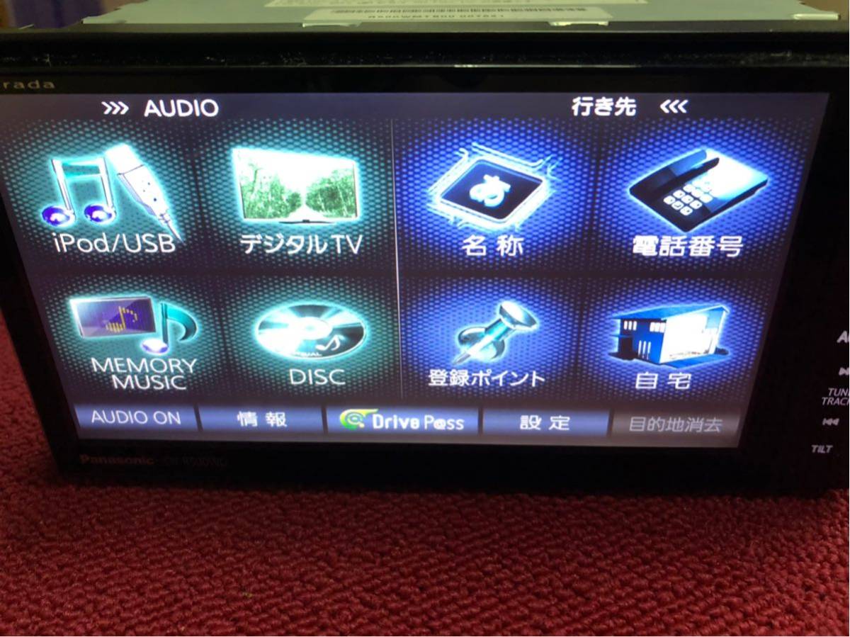 動作OK パナソニック ストラーダ CN-R500WD Bluetooth フルセグ DVD 地デジ メモリーナビ SDナビ Panasonic USB ワイド 2DIN