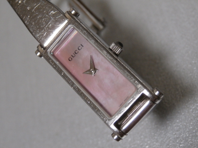 1円～GUCCI 腕時計 クォーツ 1500L ピンクシェル文字盤×シルバー