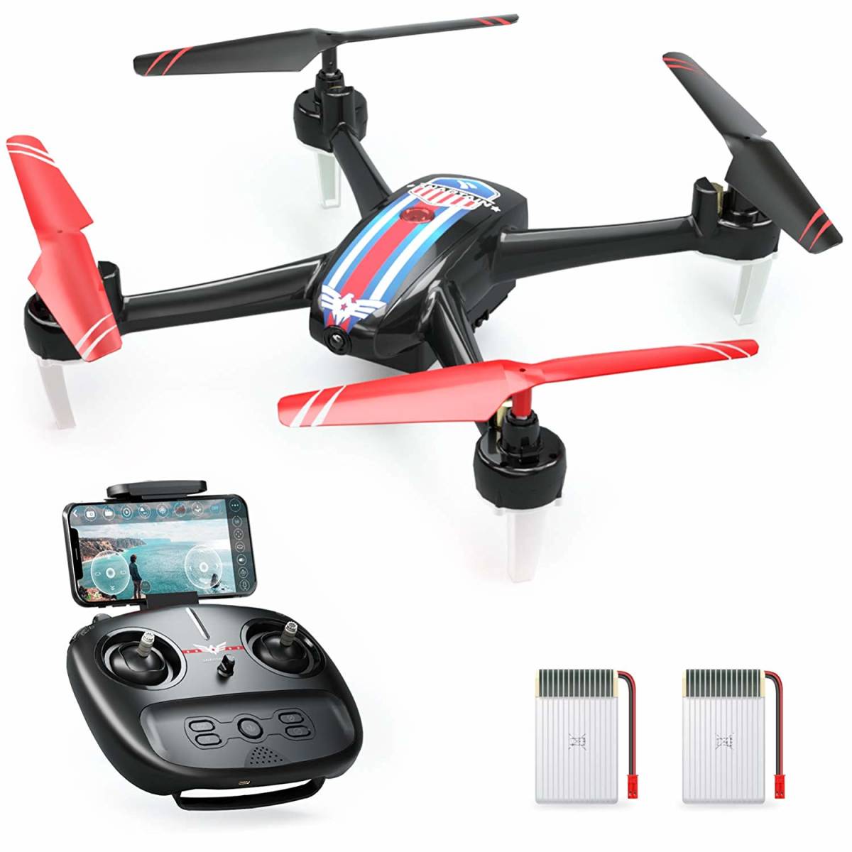 ドローン カメラ付 バッテリー2個付き 最大45分飛行 720P HD 120°広角