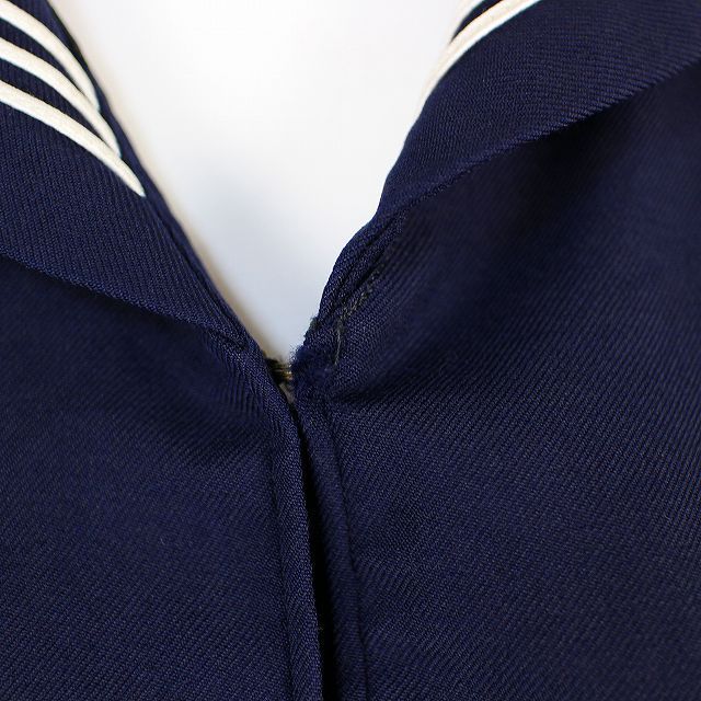 1円 セーラー服 スカート 上下2点セット 冬物 長袖 白3本線 女子 学生服 中学 高校 紺 制服 中古 ランクB EY6488 1円 セーラー服 スカート 黒3本線 青2本線 学生