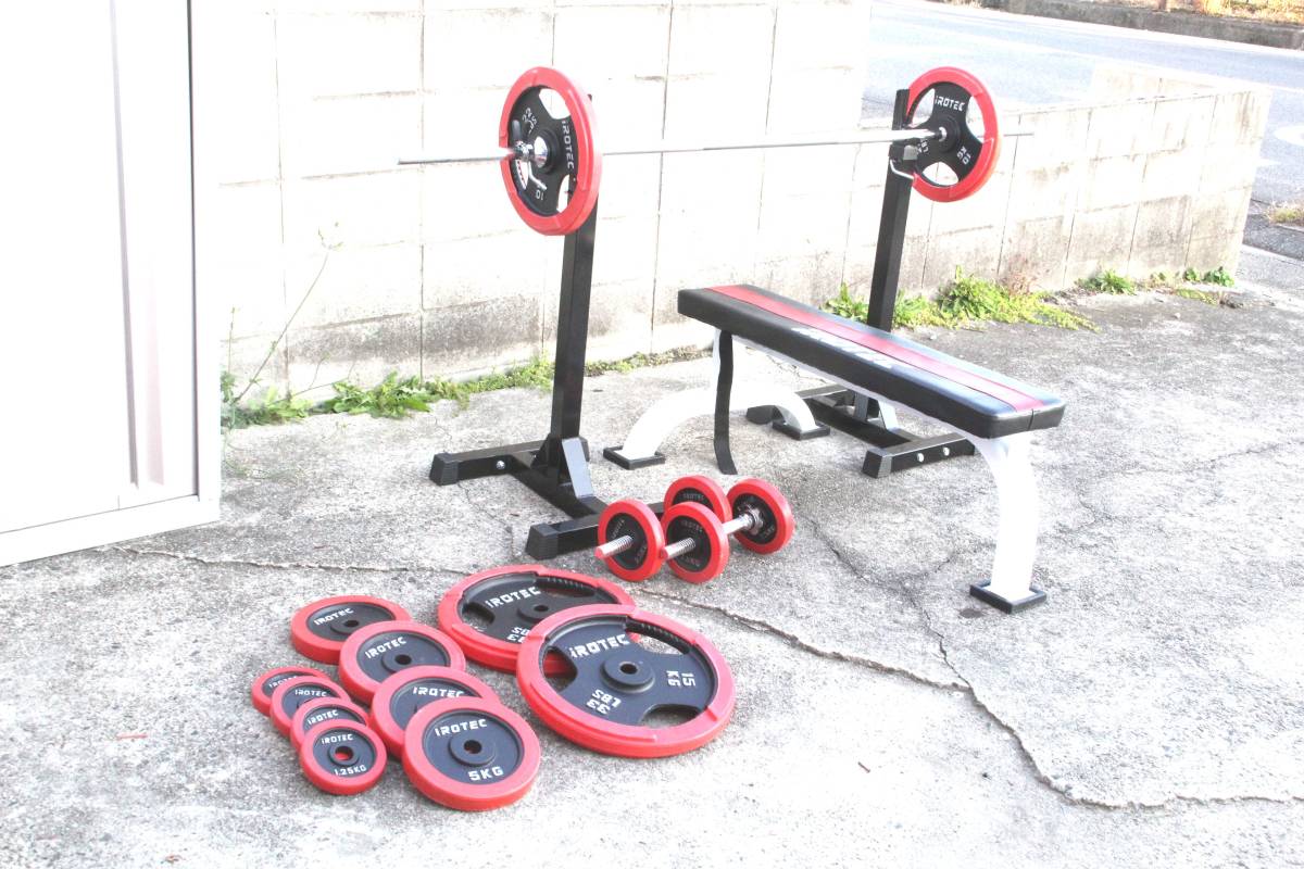 IROTEC 85kg 】アイロテック ダンベル プレート バーベルシャフト 