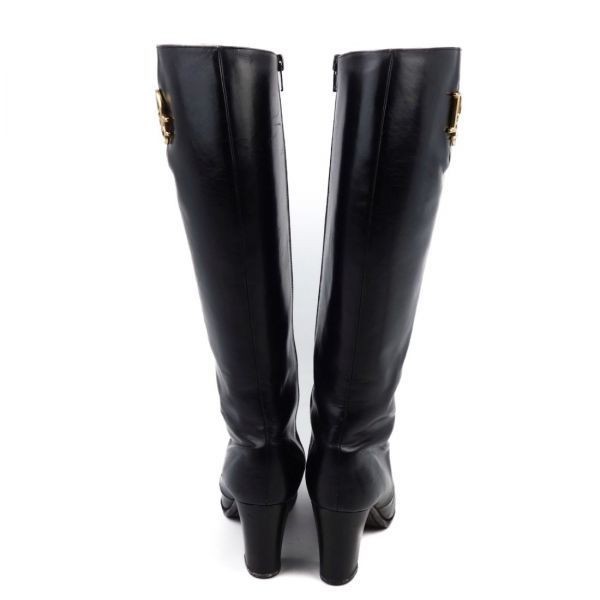 Dior Christian Dior レザー サイドジップ ロング ブーツ 黒 TK ファッション Dior Christian Dior レザー サイドジップ ロング