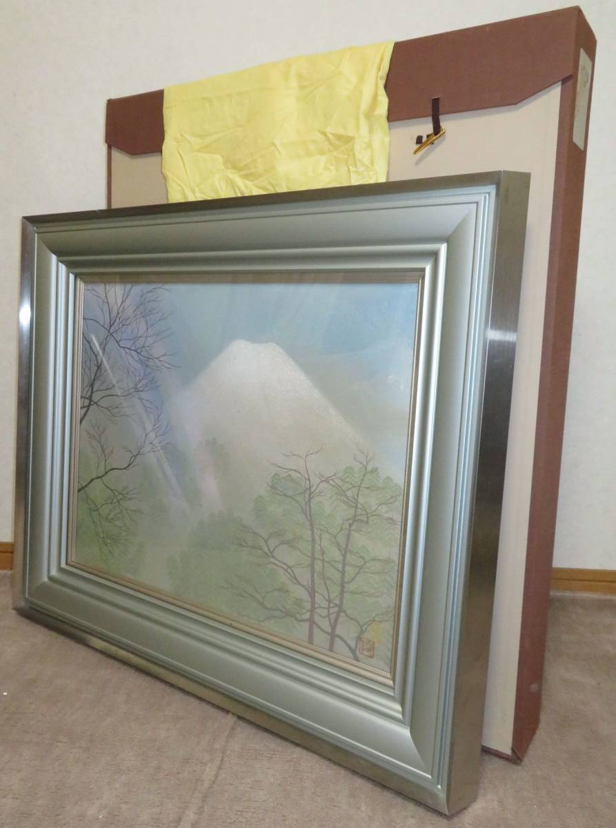 山岸俊治、【白い季節】、希少な額装用画集より、新品額装付、状態良好 創画会会員 山岸俊治 虹 共シール 10号 日本画 美品 額装 【公式通販】