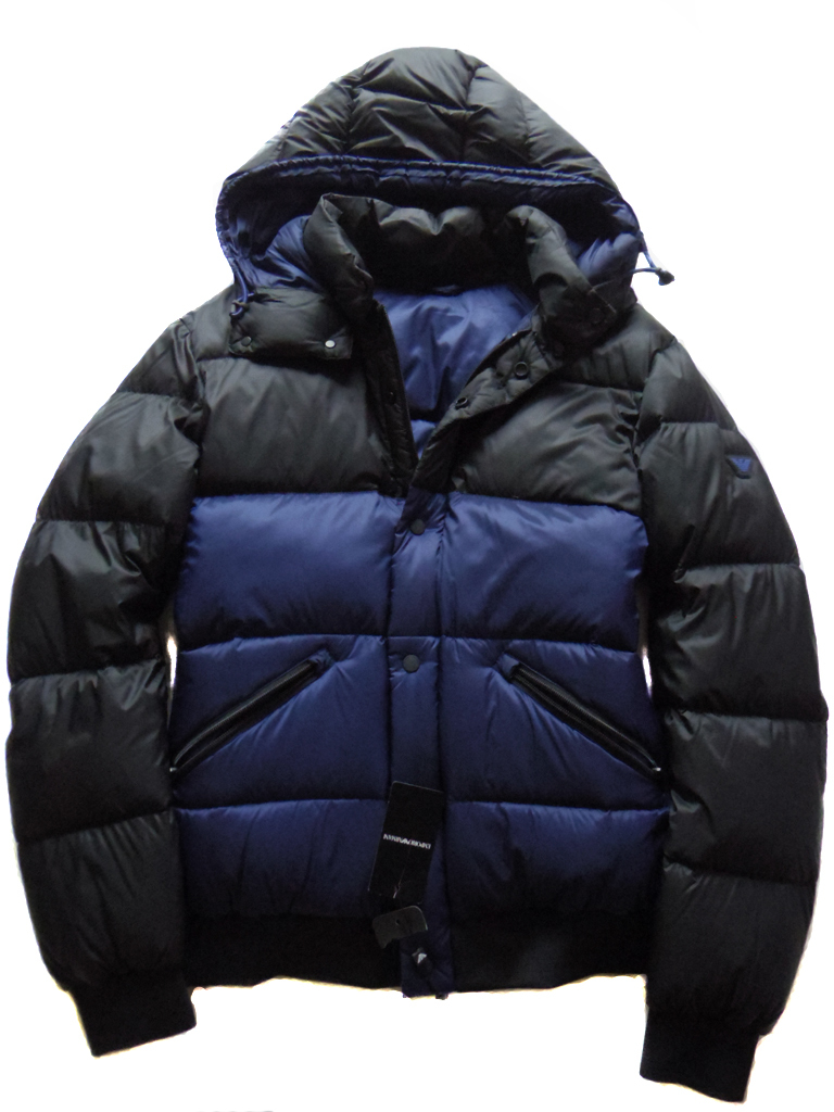 お買い得，お買い得 EMPORIO ARMANI/アルマーニ ワンポイントなる袖イーグルロゴ なる黒ｘ青 脱着フード付属軽快ダウン羽毛ブルゾン L(ジャンパー、ブルゾン)｜売買されたオークション情報、yahooの商品情報をアー 男性用
