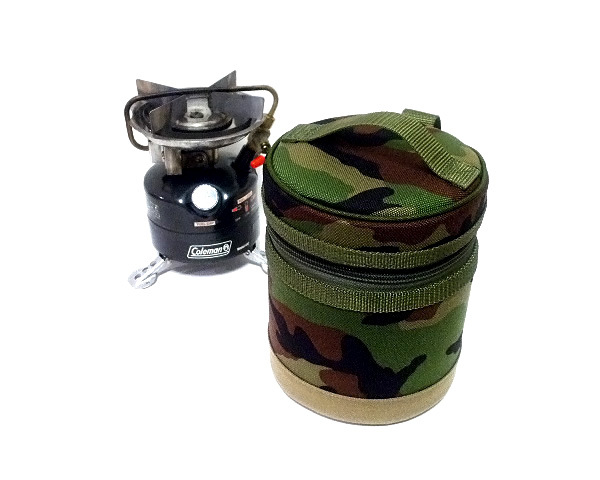 【収納ケース】コールマンColeman442フェザーストーブ用収納ケース 迷彩カモフラCORDURA★400A PEAK1も収納可能★ハンドメイド★アウトドア