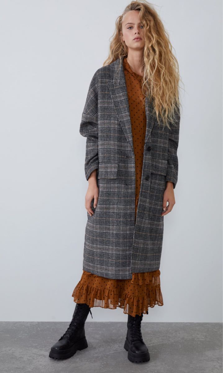 ZARA - | ZARAオーバーサイズチェック柄コート 8372⁄044⁄330 (ZARA