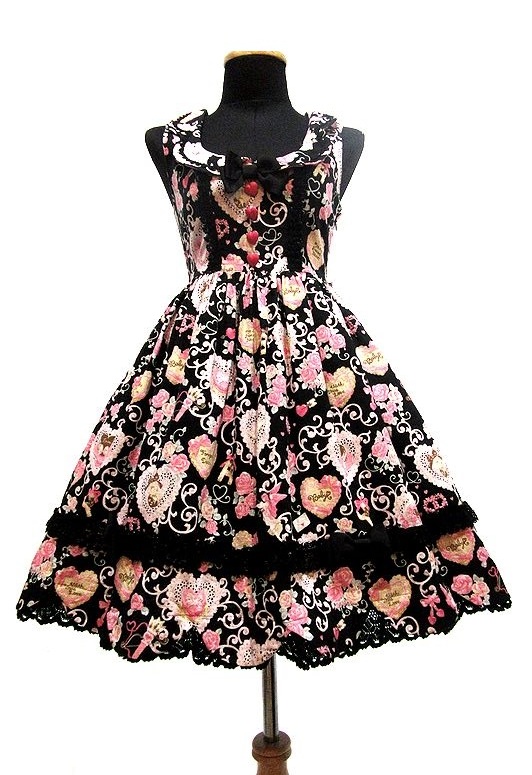 ハートマーブルチョコレートとシュガーコーテッドクッキー柄 ジャンパースカート BABY THE STARS ハートマーブルチョコレートとシュガーコーテッド