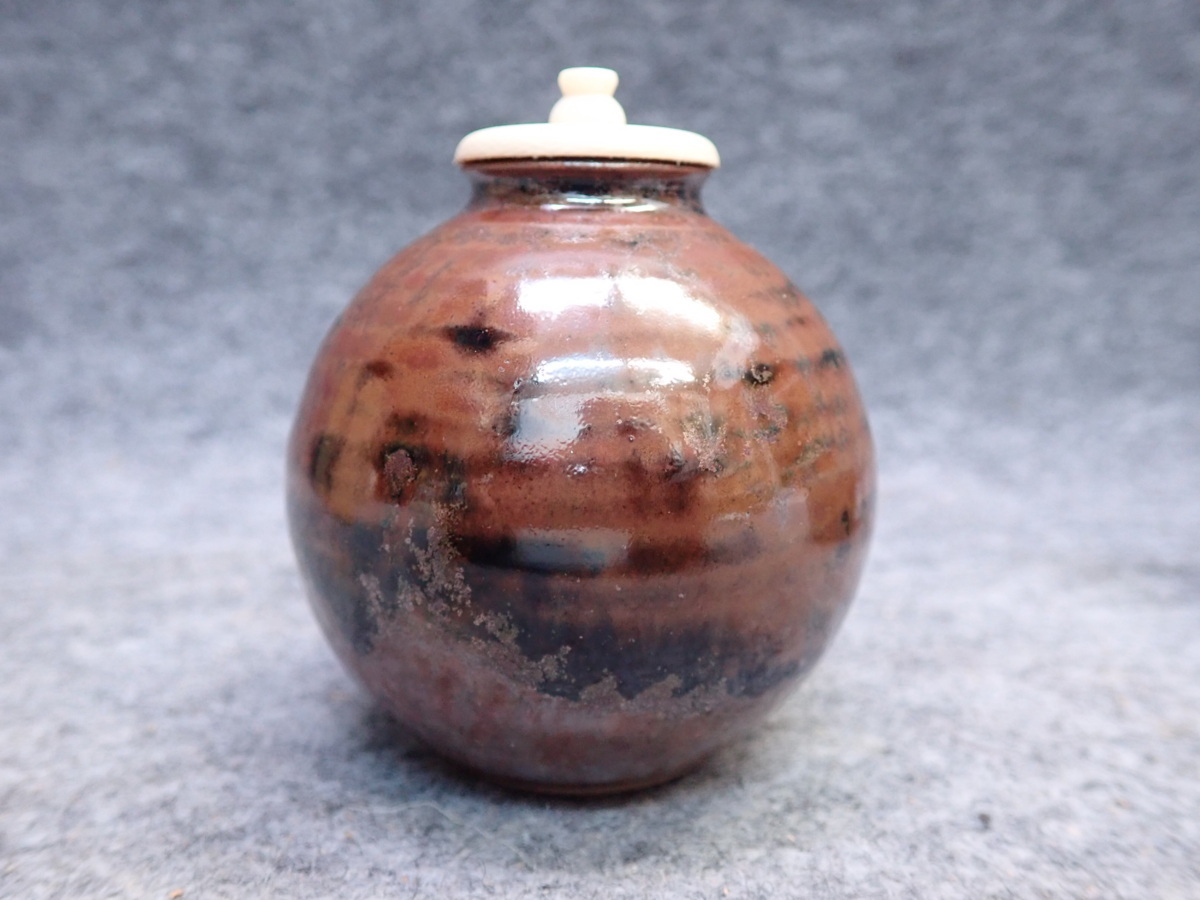 龍喜窯 中興名物 岩城 文琳写茶入 共箱 高さ約7.5㎝ 東Y8-0428☆2F