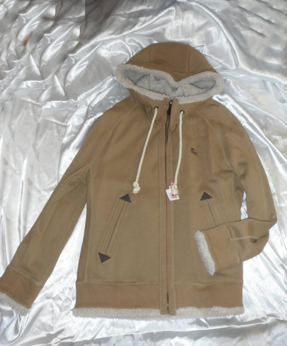 バーバリーブラックレーベル ジップアップ ボア パーカー ベージュ BURBERRY BLACKLABEL サイズ3 5回着用クリーニング済