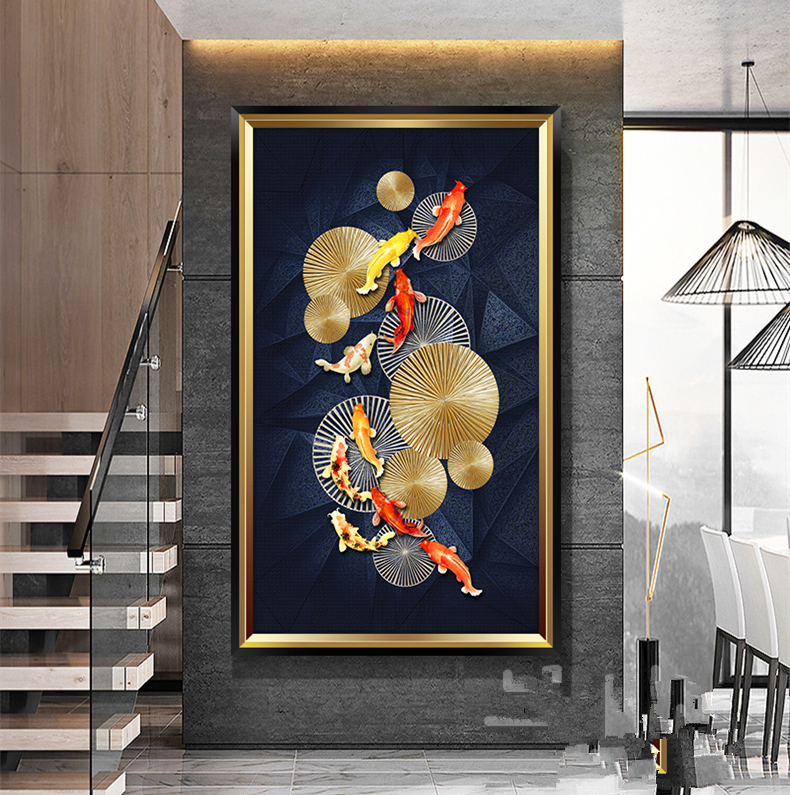 おしゃれ 贅沢 鯉 絵画 ☆60cm*100cm☆パネル 油彩 インテリア 壁掛け