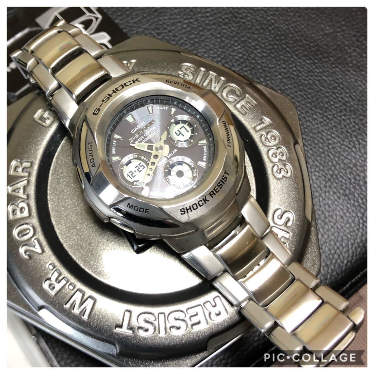 1円スタート CASIO G-SHOCK ソーラー電波 腕時計 メタル 美品 非ジャンク品 実働品 箱説明書コピー付 ベルトコマ クリーニングシート付_1