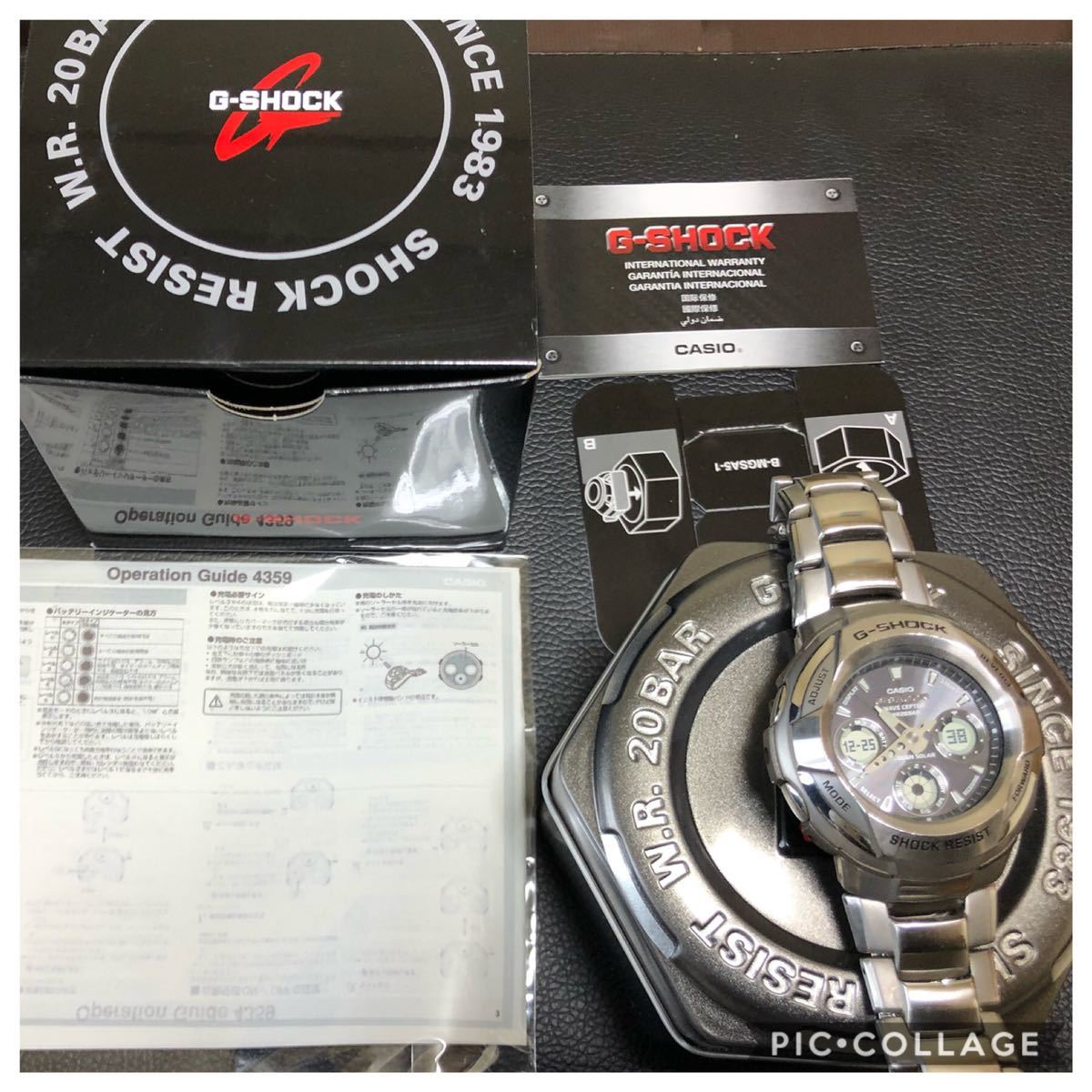 1円スタート CASIO G-SHOCK ソーラー電波 腕時計 メタル 美品 非ジャンク品 実働品 箱説明書コピー付 ベルトコマ クリーニングシート付_3