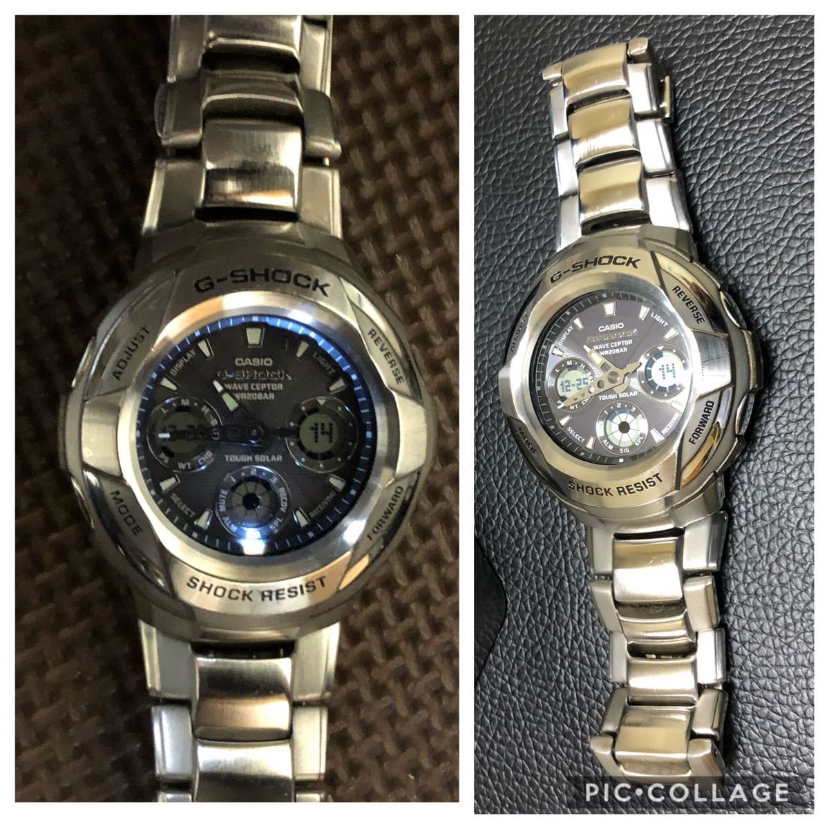 1円スタート CASIO G-SHOCK ソーラー電波 腕時計 メタル 美品 非ジャンク品 実働品 箱説明書コピー付 ベルトコマ クリーニングシート付_4