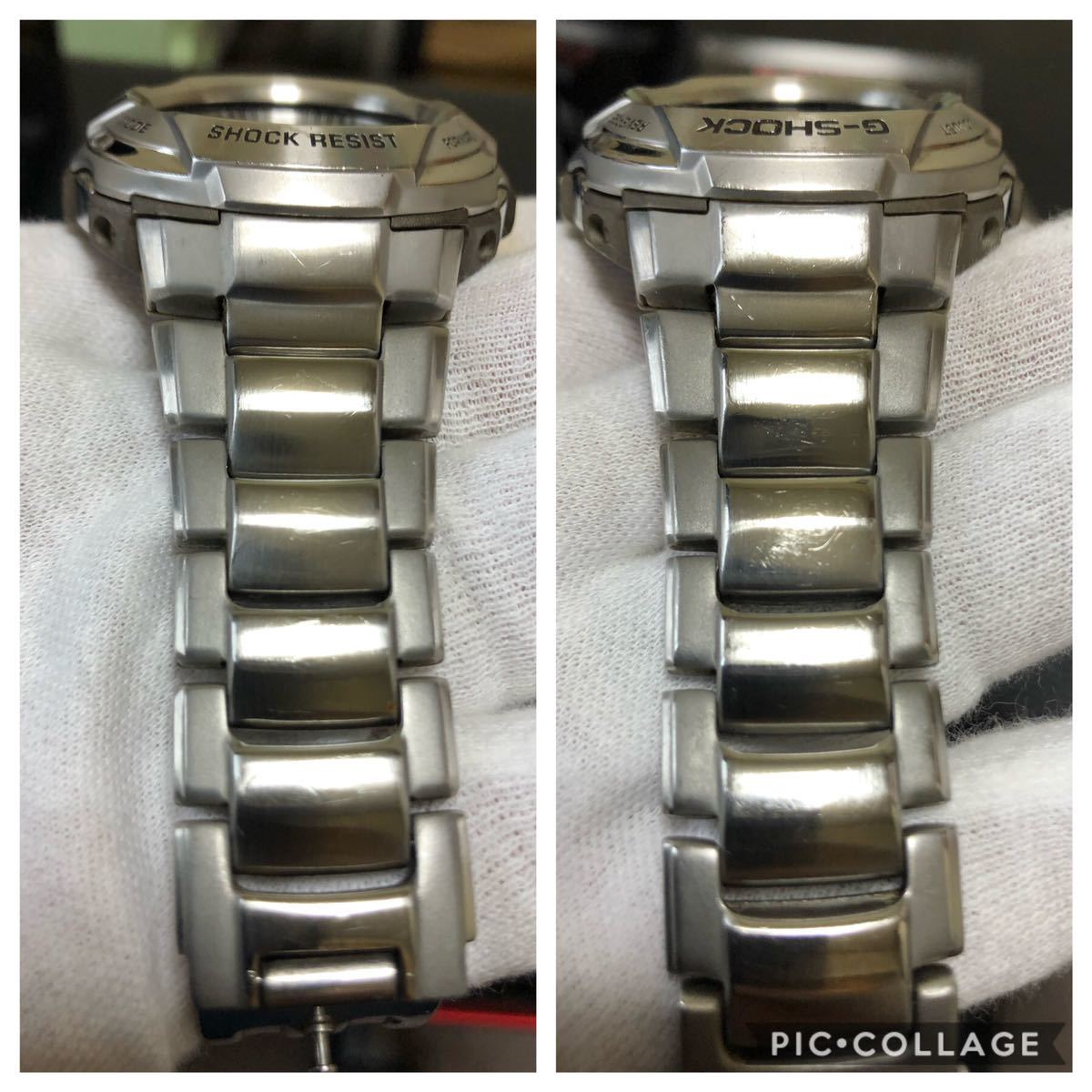 1円スタート CASIO G-SHOCK ソーラー電波 腕時計 メタル 美品 非ジャンク品 実働品 箱説明書コピー付 ベルトコマ クリーニングシート付_5