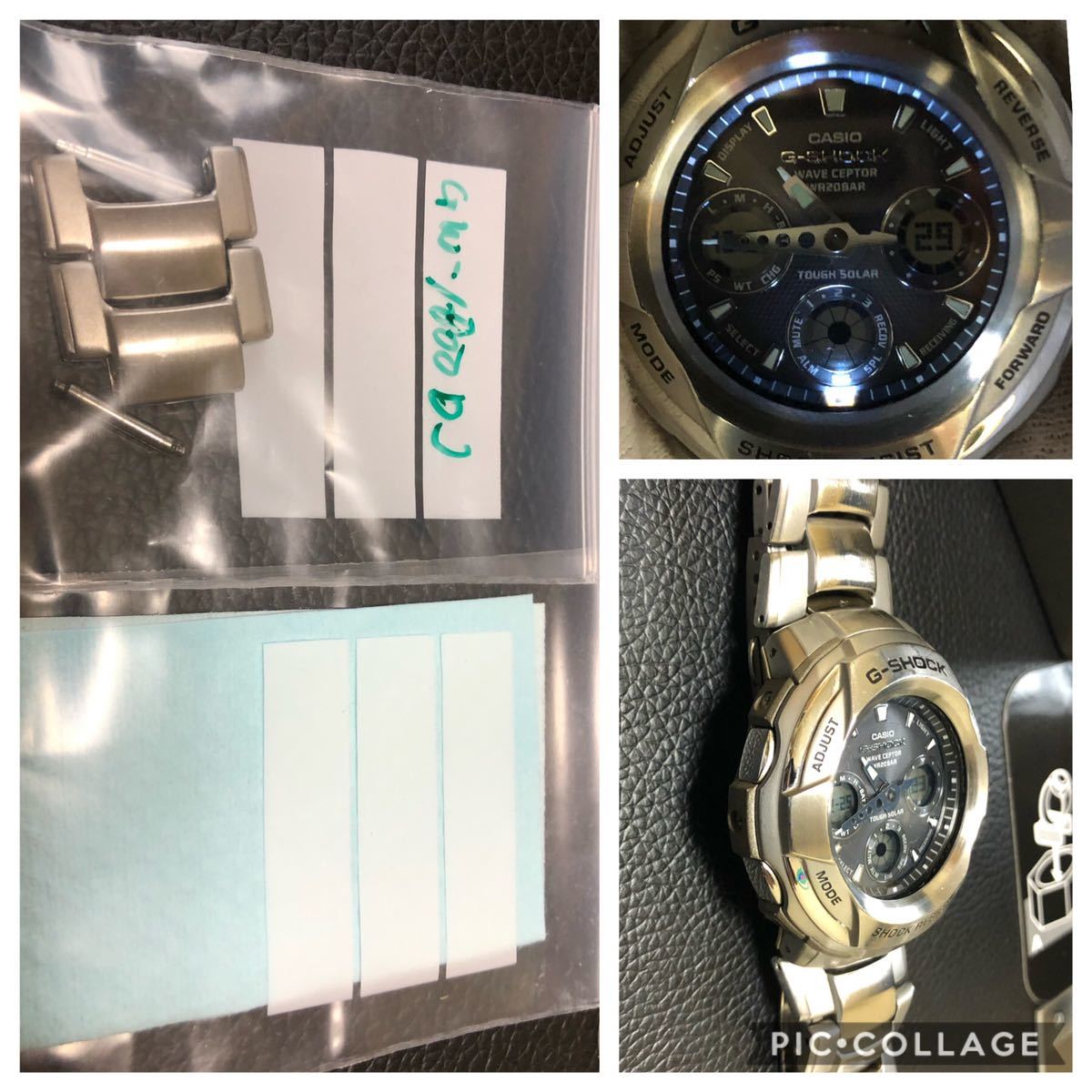 1円スタート CASIO G-SHOCK ソーラー電波 腕時計 メタル 美品 非ジャンク品 実働品 箱説明書コピー付 ベルトコマ クリーニングシート付_6