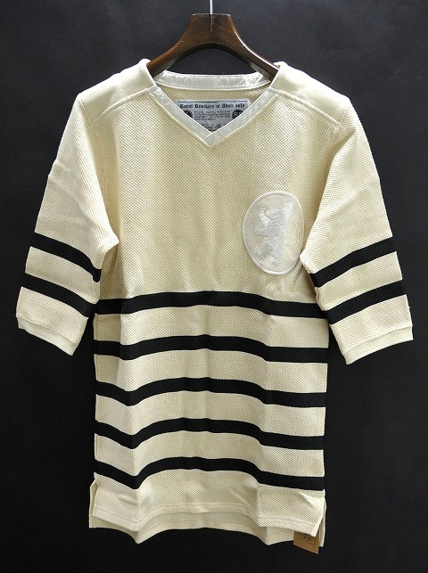 Gauntlets （ガントレッツ） BORDER V-NECK CUTSAW フットボールカットソー Tシャツ BEIGE S