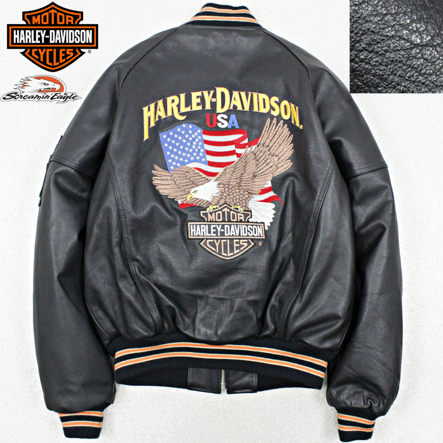 定価8万円 ハーレーダビッドソン レザー 刺繍ロゴ Harley-Davidson