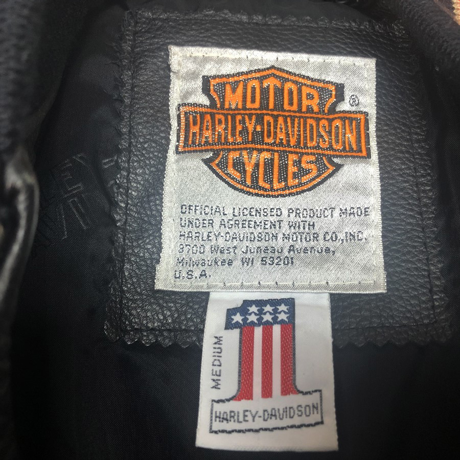 定価8万円 ハーレーダビッドソン レザー 刺繍ロゴ Harley-Davidson