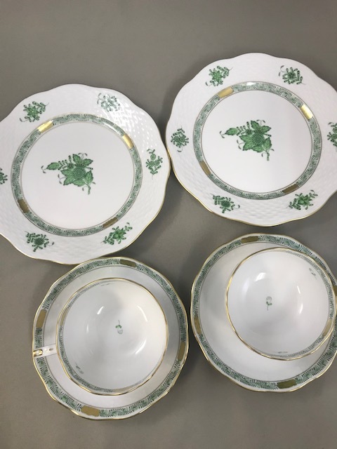 未使用品 HEREND ヘレンド カップ&ソーサー(2客)&プレート(2枚)セット