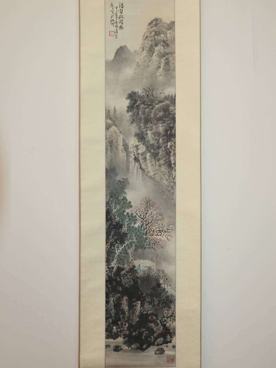 中国画 山水図 肉筆紙本 掛軸 a818