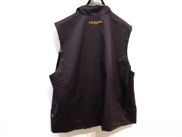 〇〇　LEONARD SPORT　ベスト　40　ブラック　リバーシブル レオナール LEONARD ベスト サイズ42 L 黒×マルチ レディース SPORT
