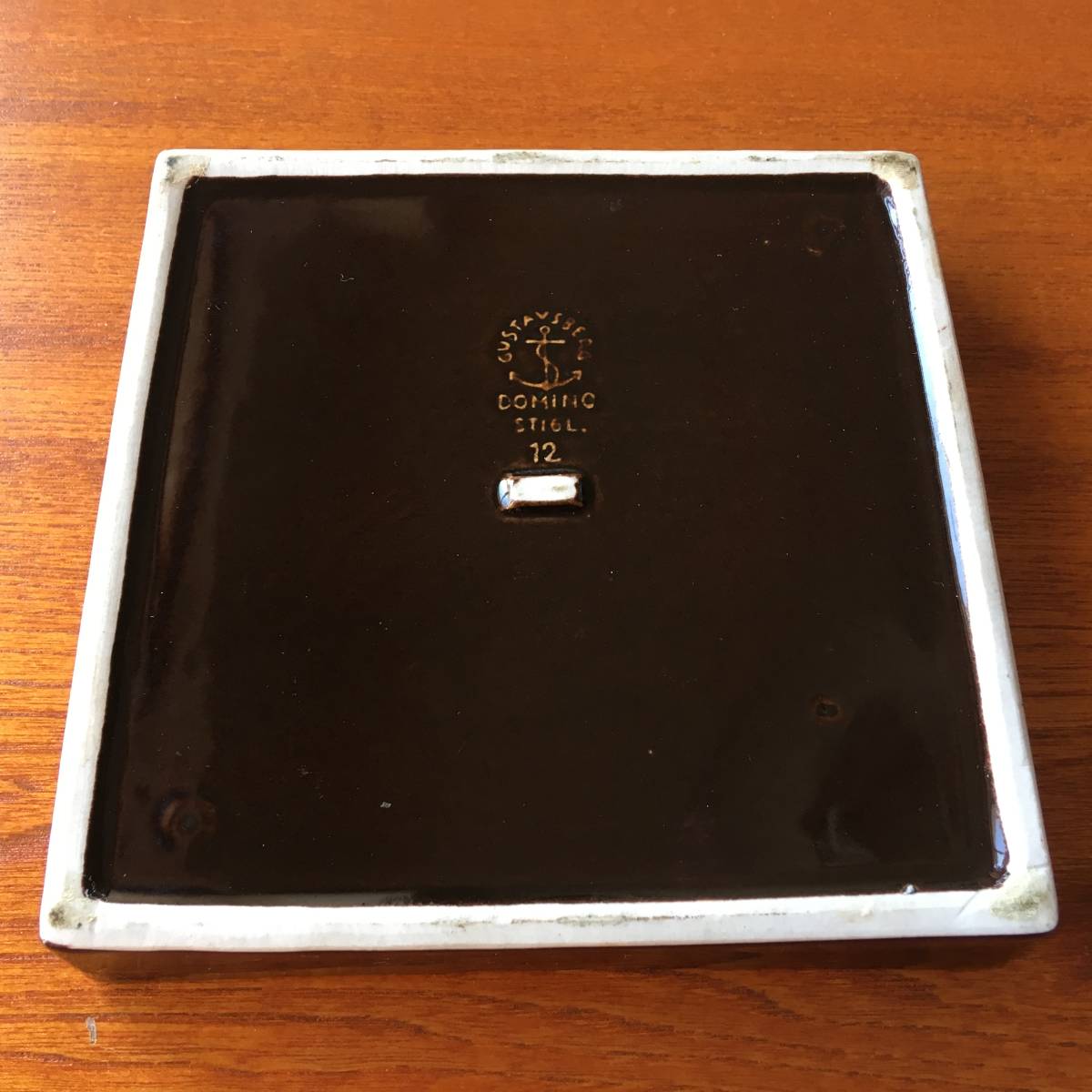 スティグ リンドベリ　Stig Lindberg　Domino ドミノ　グスタフスベリ アートピース ブラウン トレイ 希少_6