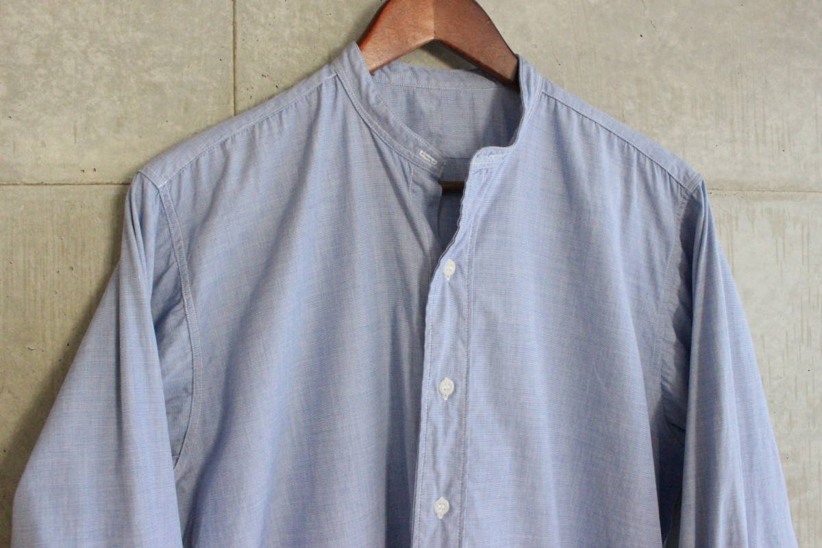 【安い，大得価】 イギリス軍 ビンテージ コットン バンドカラー 長袖 シャツ / ライトブルーホワイト / 15.5 / ROYAL NAVY ミリタリー フランス 英軍(Mサイズ)｜売買されたオークション情報、yahooの商品情報をアー ワークシャツ