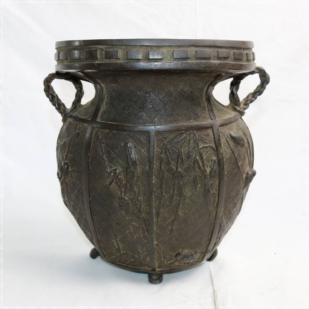 銅製 花器 木箱入り 董芸】京都 植松造 銅製 花器 四十三世 池坊 専啓 焼印箱 朱銅 花入
