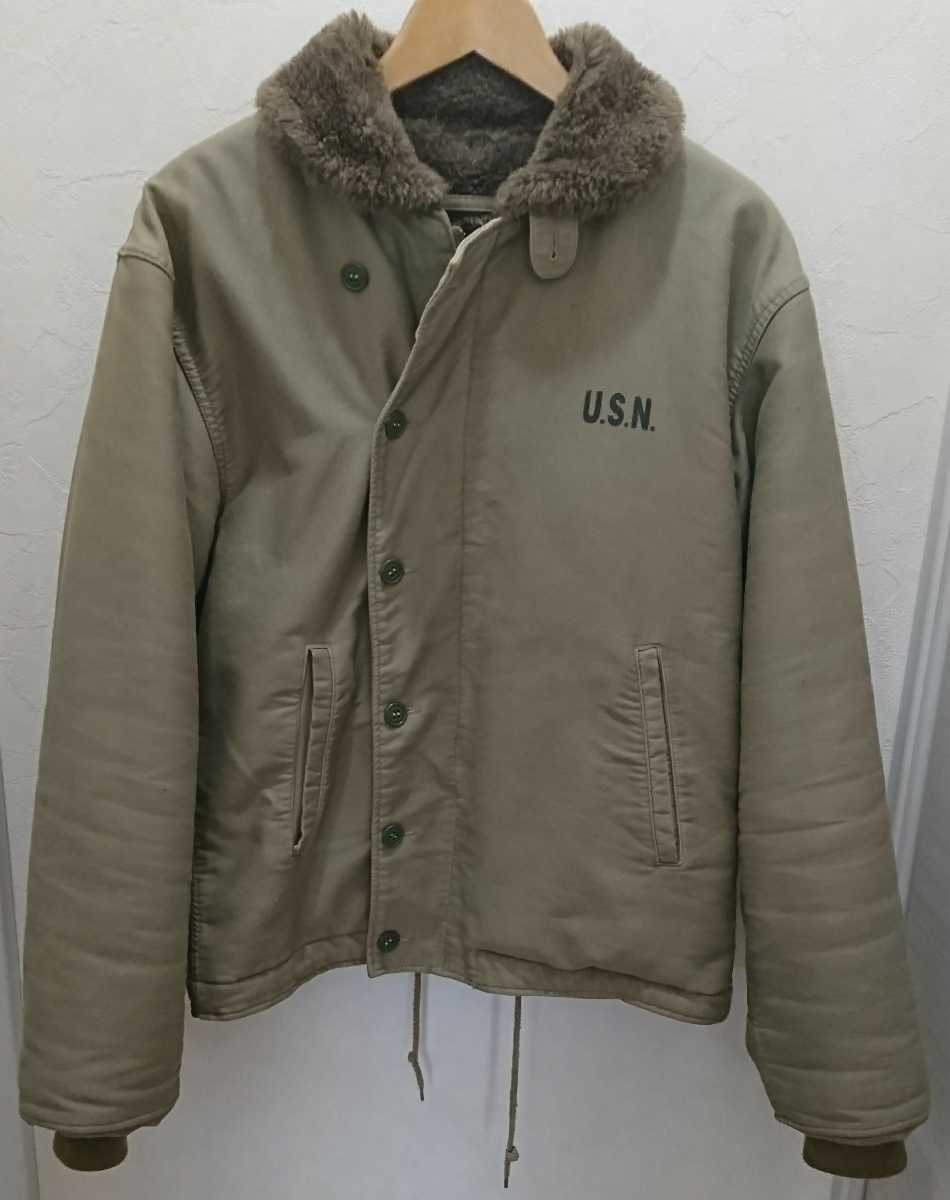 激安 古着 36 ジップ TALON製 ☆ NAVY DEPARTMENT ネイビーデパートメント N-1デッキジャケット ベージュ NXsx15122 