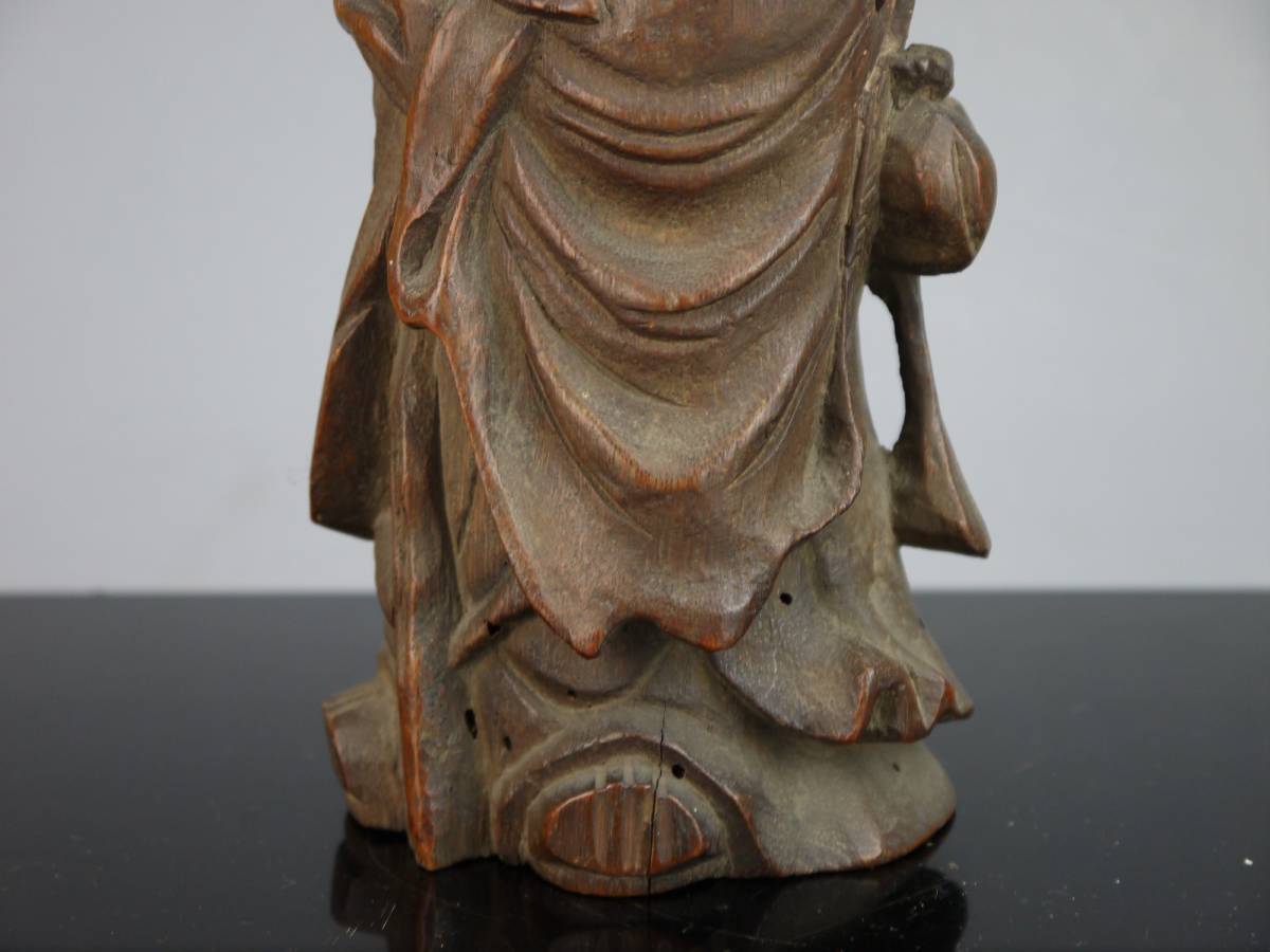 置物 緑屋f□ 竹細工 古竹根 竹根彫 寿老人 唐物 時代物