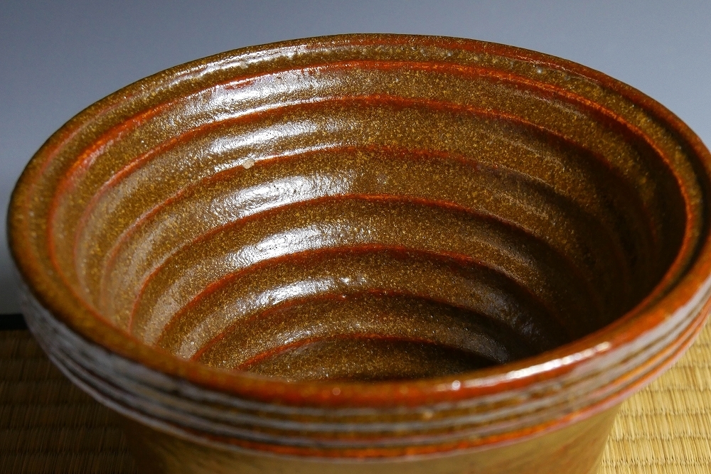W653 水指 『一重口 赤楽水指』『二代 小川長楽 造』 共箱 茶道具