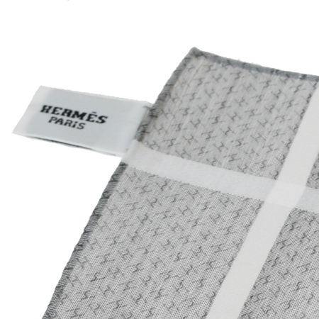 中古】 未使用 エルメス HERMES ハンカチ Hロゴ グレー コットン 100