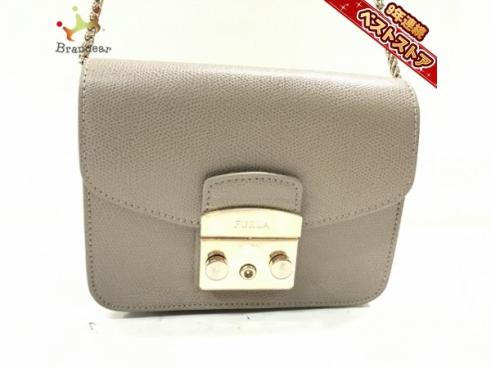 フルラ FURLA ショルダーバッグ メトロポリス レザー×金属素材 グレー 