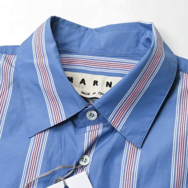 新品 MARNI マルニ 18SS イタリア製 コットンマルチストライプシャツ 