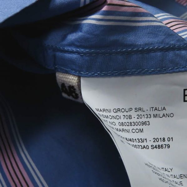 新品 MARNI マルニ 18SS イタリア製 コットンマルチストライプシャツ 