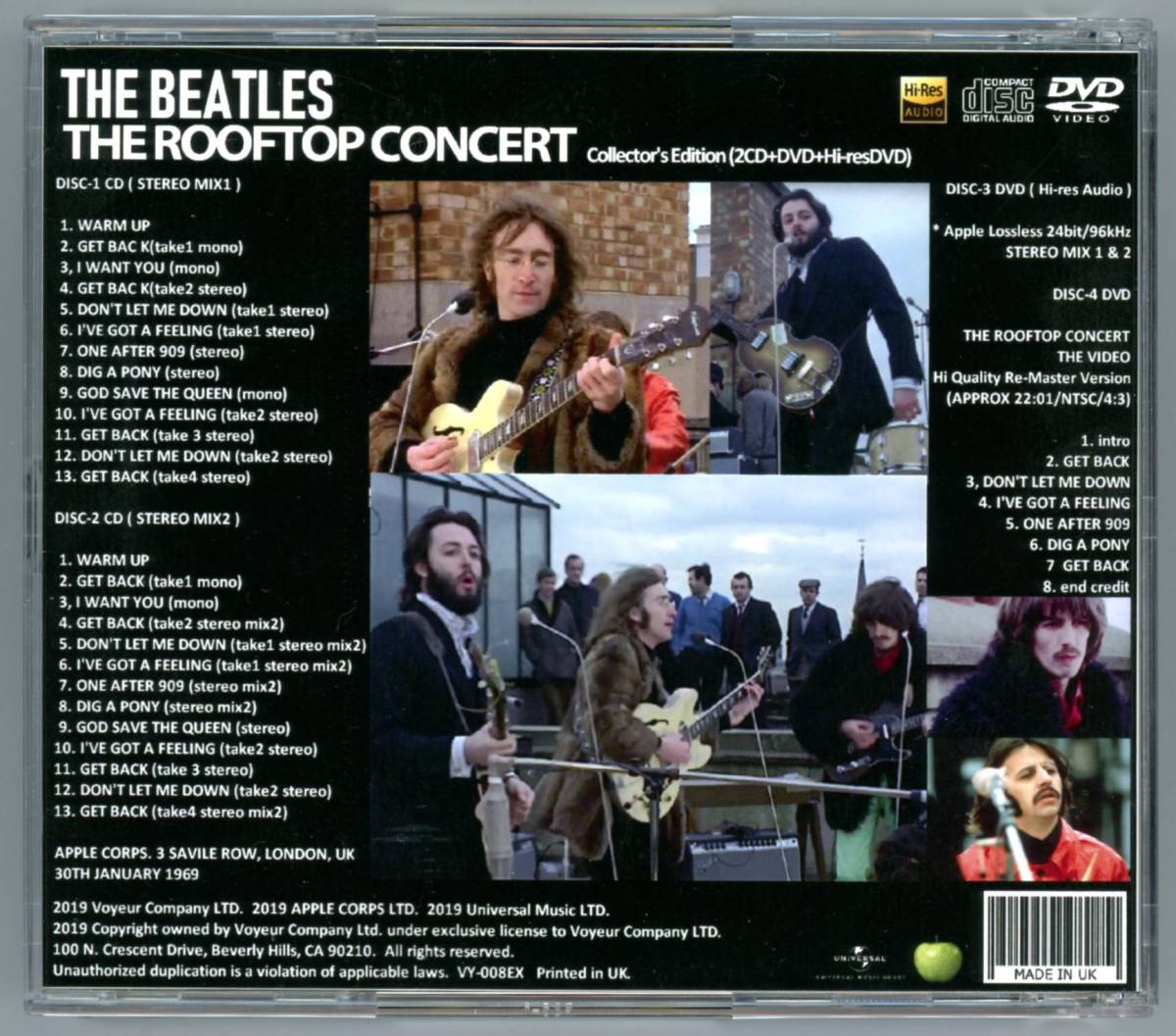 Beatles Rooftop Cd THE BEATLES THE ROOFTOP CONCERT Collector's Edition4枚組 2CD+DVD+Hi ...