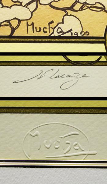 【真作】【WISH】アルフォンス・ミュシャ Alphonse Mucha 「夏」 大作 リトグラフ 証明シール 　 #20022211 真作WISHアルフォンス・ミュシャ アルフォンス・ミュシャ Alphonse シャンパンホワイト ≪モエ・エ・シャンドン ミュシャ)のアートポスター・アート