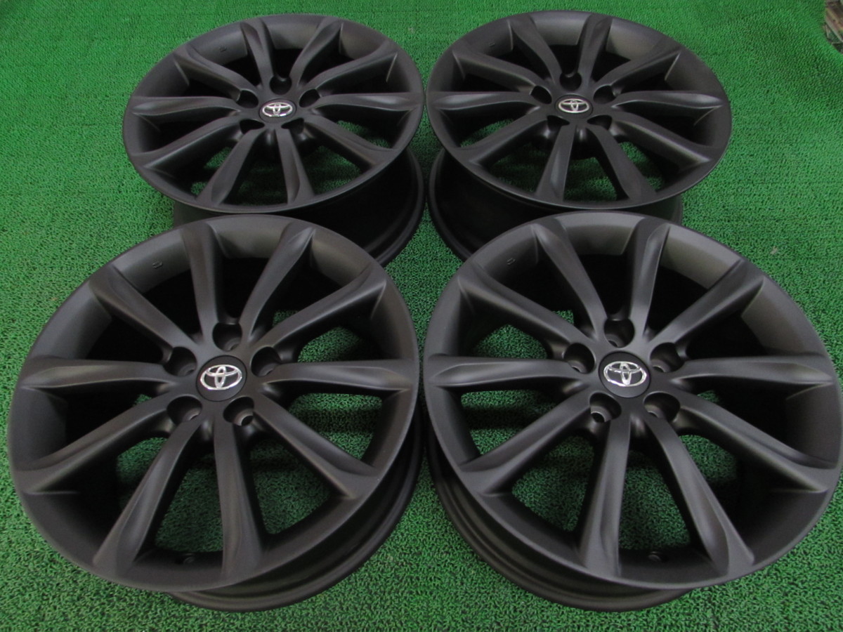 E0320-14TR 美品!! トヨタ 130系 マークX 純正 業者マットブラック塗装品 8J+45 4本セット 塗装後未使用品 ロックナットおまけ