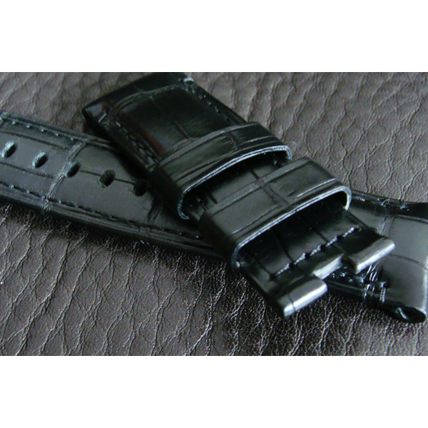 ●即決●PANERAI●パネライ 純正 24mm Dバックル用 PAM00090 定番の色 アリゲーター ベルト ストラップ バンド 黒×黒 ①